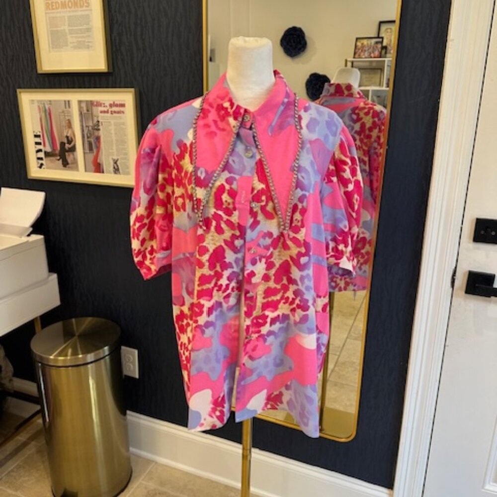 Pink Leopard Print Blouse